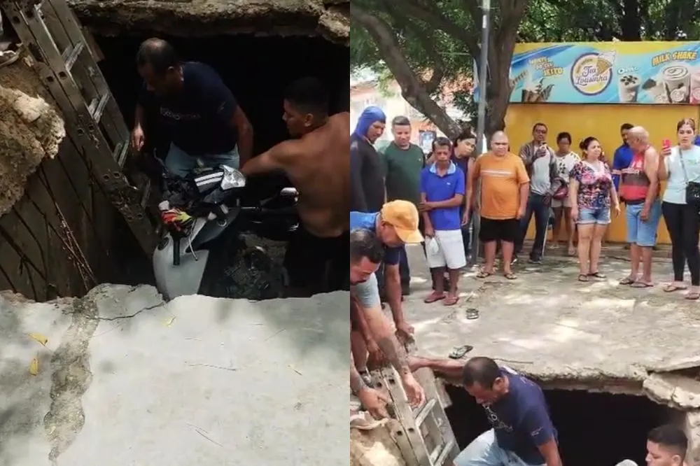 Motociclista e duas crianças caem em cratera no bairro Promorar