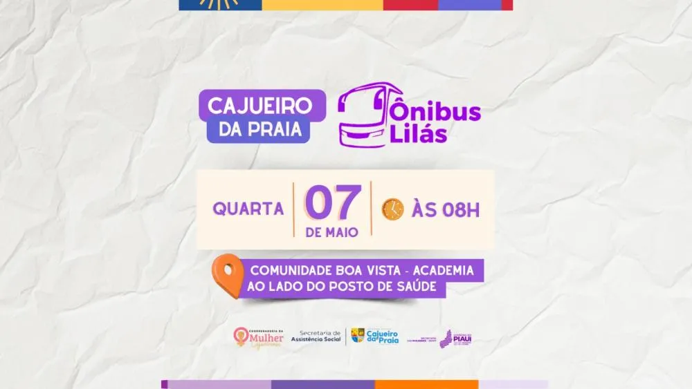 Ônibus Lilás chega a Cajueiro da Praia com serviços e acolhimento para mulheres