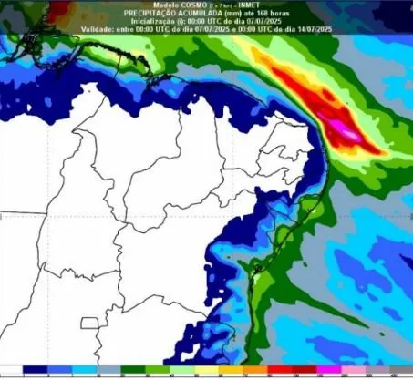 Litoral piauiense entra em alerta para chuvas intensas