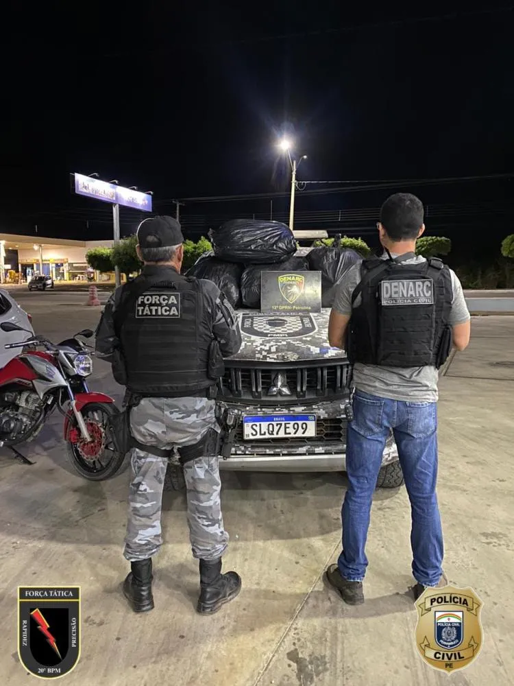 Ação integrada das polícias do Piauí e Pernambuco apreende 83 kg de maconha e prende quatro na BR-407