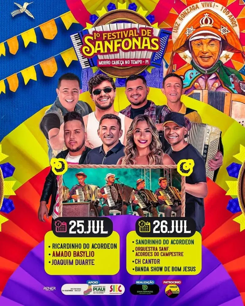 Morro Cabeça no Tempo realiza Festival de Sanfonas nos dias 25 e 26 de julho