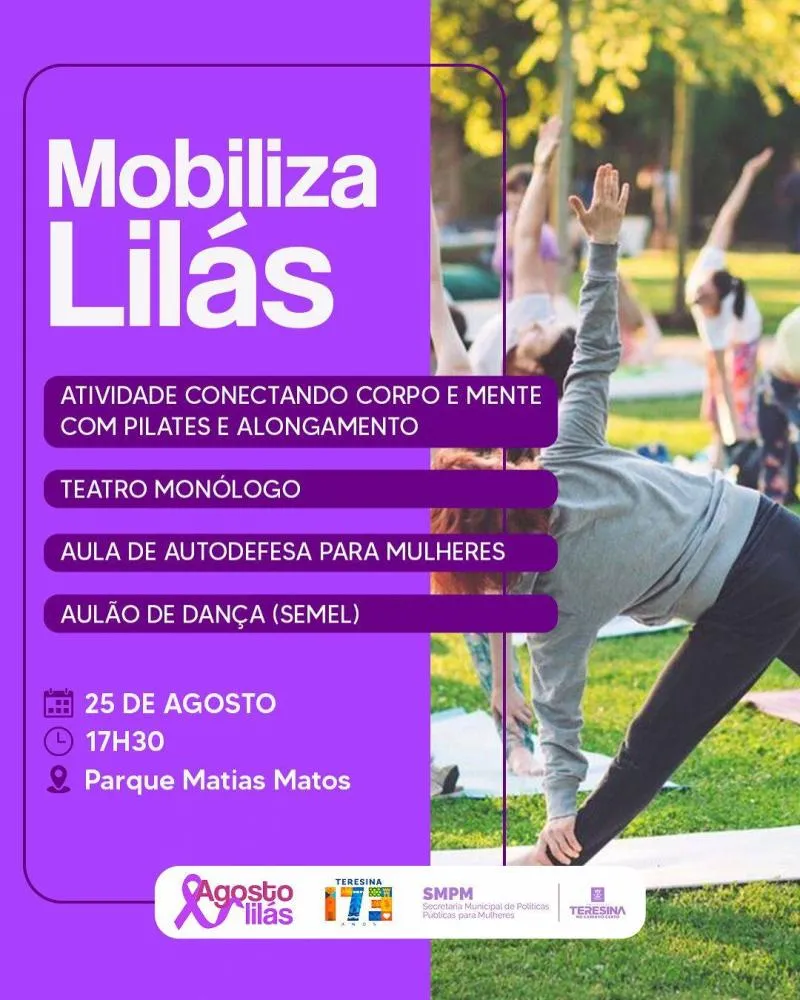 SMPM promoverá Mobiliza Lilás com ações de empoderamento e bem-estar na zona Norte de Teresina