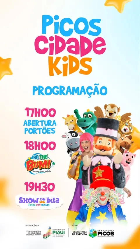 Prefeitura realiza o Picos Cidade KIDS com show do Mundo Bita para as crianças