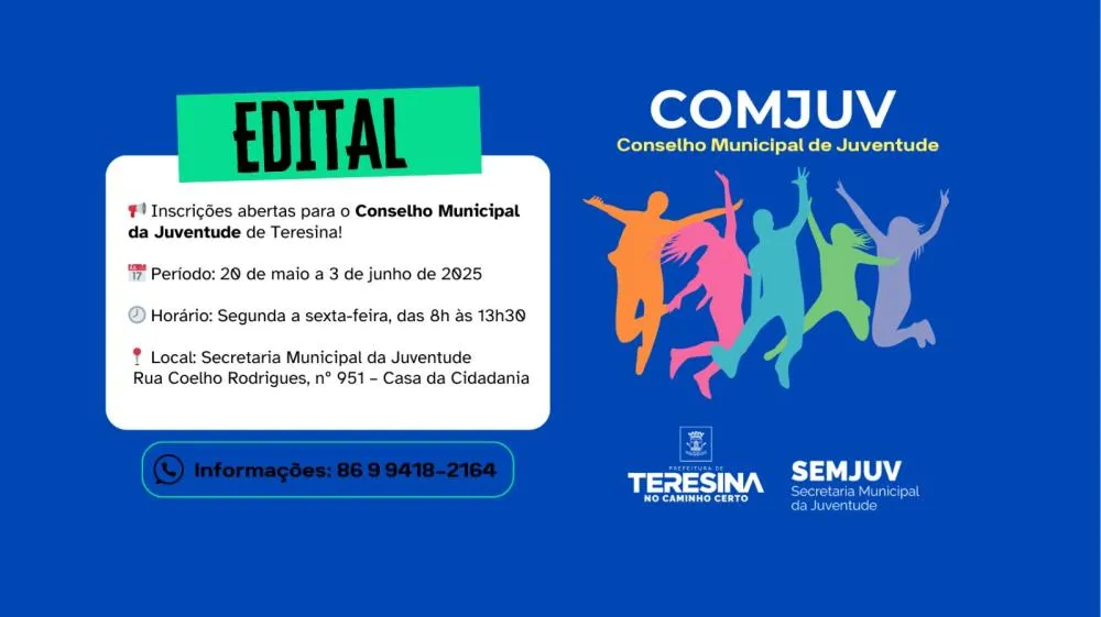 Aberto o edital para composição da sociedade civil no Conselho Municipal da Juventude de Teresina