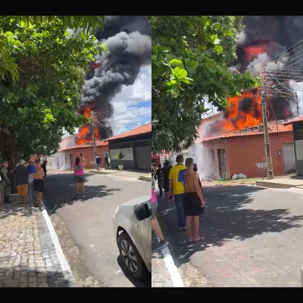 Incêndio de grandes proporções atinge depósito no bairro Saci na zona Sul